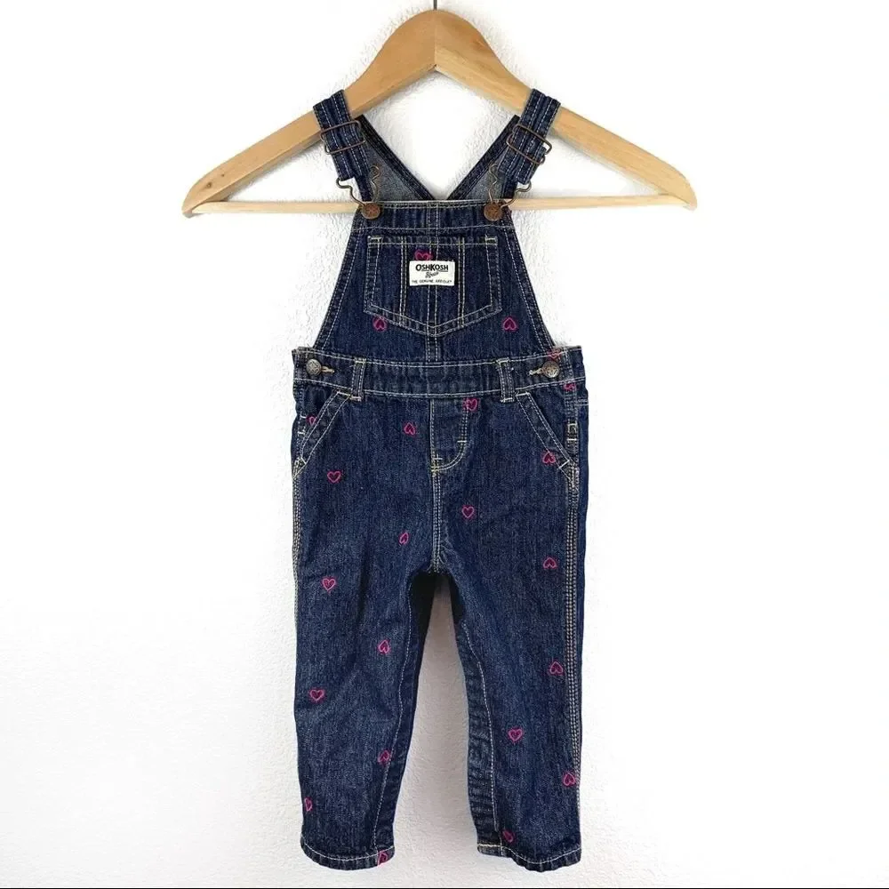 OshKosh B’Gosh Girls Vestbak Overalls With Hearts